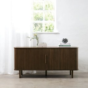 Brązowa niska komoda w dekorze dębu z drzwiami przesuwnymi 76x160 cm Cavo – Unique Furniture