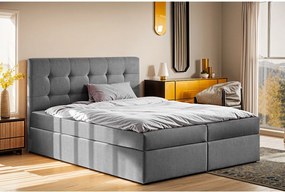 Łóżko kontynentalne z materacem i pojemnikiem LUDANO, tkanina Noel, Szary, 160x200 cm, H2-Pocket
