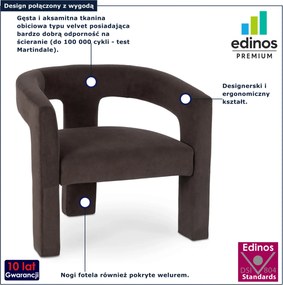 Brązowy nowoczesny fotel wypoczynkowy welurowy M5-C01