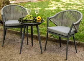 Meble balkonowe z aluminium( 2 x fotel + stolik) BREVE szary