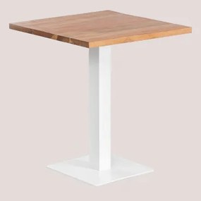 Kwadratowy Stół Barowy Z Drewna Akacjowego Ristretto ↔︎ 70 Cm & Biały - Sklum