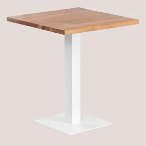 Kwadratowy Stolik Barowy Z Drewna Akacjowego Ristretto Biały & ↔︎ 70 Cm - Sklum