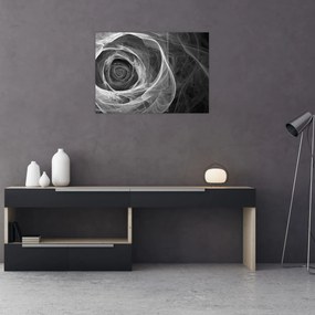 Obraz - Abstrakcyjna róża czarno-biała (70x50 cm)