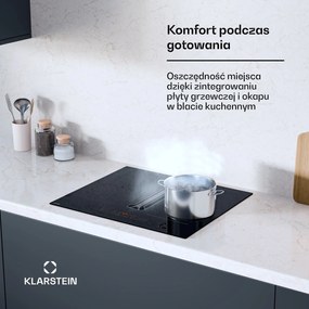 Klarstein AirJet Hybrid 60cm 4 Strefy Gotowania Płyta Indukcyjna z Okapem Czarny