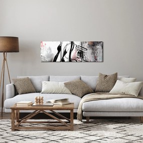Obraz - Dama i Wieża Eiffla (z zegarem) (90x30 cm)