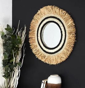 Okrągłe lustro boho z ozdobną ramą K9-M15