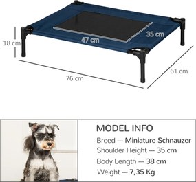 Podniesione Legowisko PawHut dla Psa, Niebieskie, Ze Stali I Tkaniny Oxford 600D, 76 x 61 x 18 cm