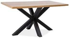 Czarny stół jadalniany z dębowym blatem CROSS 150x90