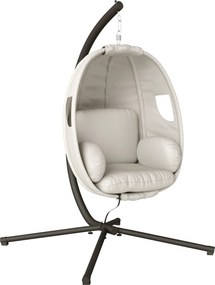 Outsunny Wiszący Fotel z Ramą, Składany Kosz z Grubymi Poduszkami, Regulowana Wysokość, Pas Bezpieczeństwa, do 120 kg | Aosom PL