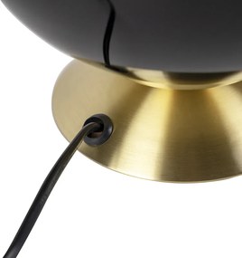 Lampa stołowa w stylu art deco mosiądz z czarnym szkłem - Pallon