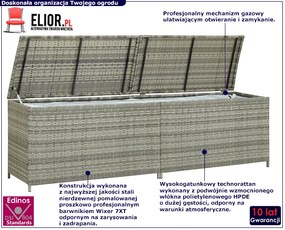 Szara prostokątna rattanowa skrzynia do ogrodu G0-H36