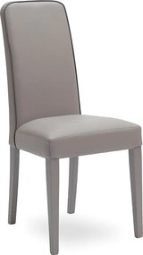 Zestaw 4 nowoczesnych krzeseł do salonu "Gardenia" tapicerowanych w jasnoszarej skórze ekologicznej, 46x59 cm, 99h