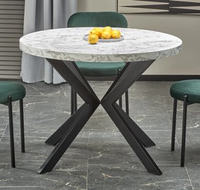 Okrągły rozkładany stół do jadalni Peroni biały marmur / czarny