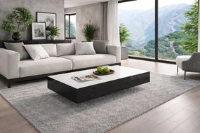 Niski stolik kawowy Pixel 120x60 cm, kolor biało-czarny połysk