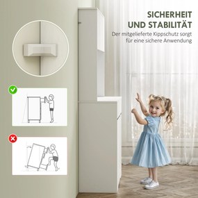 HOMCOM Szafka kuchenna z otwartą powierzchnią roboczą, 6 drzwi, 2 szuflady, regulowane półki, otwory na kable, Płyta wiórowa, Biały