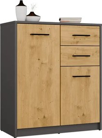 Nowoczesna komoda dąb artisan+antracyt R1-R72