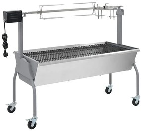 Srebrny grill ogrodowy z rożnem do pieczenia - Vanil