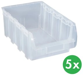 Plastikowy pojemnik COMPACT, 316 x 500 x 200 mm, 5 szt., przezroczysty