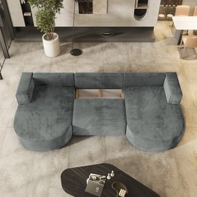 Masseno Narożnik VEZZO z funkcją spania i pojemnikiem na pościel Narozniki U, Rozkładana sofa - Szary, MONOLITH 85