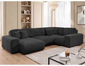 Ciemnoszary sztruksowy narożnik (prawostronny/w kształcie litery U) Justin – Ropez