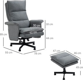 HOMCOM Fotel masujący z podnóżkiem Elektryczny w stylu lnu Idealny do oglądania TV Komfortowy i stylowy | Aosom PL
