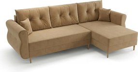 Rozkładana dwustronna sofa w kształcie L SILVIANO 230x140 cm, beżowa