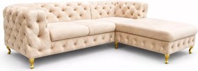 Duży narożnik pikowany Moet Light w stylu glamour 305x210 cm