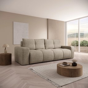 Masseno Sofa DUCA z funkcją spania i pojemnikiem na pościel, Rozkładana sofa - Szary, FLOW 01
