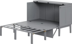 Łóżko Murphy pionowe 140 x 200 cm - drewno MDF - stelaż listwowy - szary