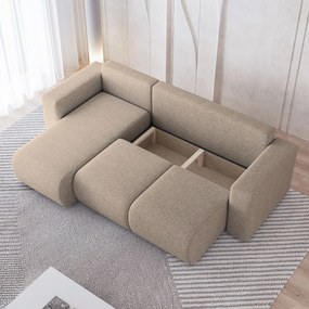 Masseno Narożnik RINOVA z funkcją spania i pojemnikiem na pościel Narozniki L, Rozkładana sofa - Beżowy, NEVE 04