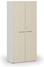 Szafa biurowa z drzwiami PRIMO WHITE, 800 x 420 x 1781 mm, biały/brzoza