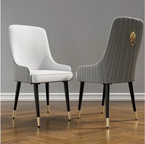 Zestaw 2 Krzeseł do Jadalni, Krzesło Kuchenne z Skórą, Nośność 150kg, 43.5x43.5x90cm