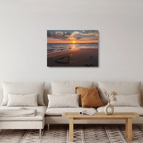 Obraz na szkle serca na piasku (70x50 cm)