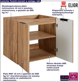 Dwudrzwiowa ryflowana szafka do łazienki 60 cm dąb craft złoty A3-G44