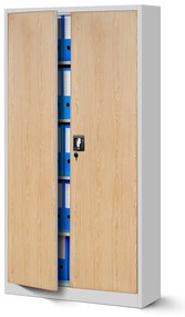 Zestaw 4x biurowa szafa metalowa na akta JAN, 900 x 1850 x 400 mm, Eco Design: biała/ dąb sonoma