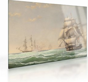 Obraz na szkle - Fitz Henry Lane, The United States Frigate President Engaging the British Squadron, reprodukcje (70x50 cm)