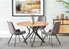 Okrągły stół Rufin 120 cm – elegancki i nowoczesny stół do jadalni z designerską stalową podstawą i blatem MDF