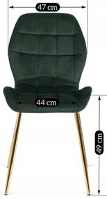 Zestaw 4x Krzesło Tapicerowane do Jadalni LUCKY Zielone Welurowe Nowoczesne Glamour