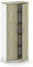 Szafa biurowa MIRELLI, 800 x 400 x 1800 mm, biały/dąb sonoma