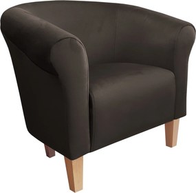 Fotel Milo tkanina Welur wygodny fotel tapicerowany do salonu i sypialni : Kolor nogi - Drewno, Kolor tkaniny - VELVET - MG05, Wysokość nogi - 15 cm