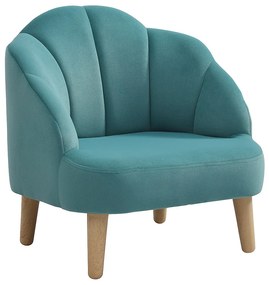 Fotel muszla dziecięcy z niebieskiego weluru - COBACA