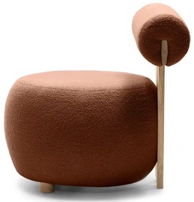 Brązowy designerski fotel HANNA, dąb
