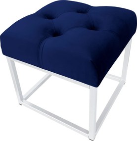 Pufa CHESTERFIELD tkanina Welur loft ławka podnóżek metal : Kolor Stelaża - Biały, Kolor tkaniny - VELVET - MG16, Typ tkaniny - Velvet