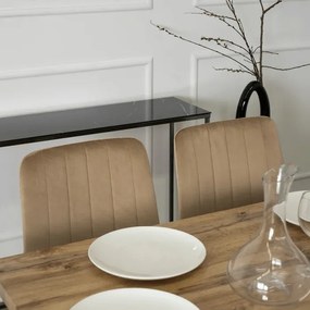 Krzesło Tapicerowane do Jadalni IBIS Beżowe Welurowe Nowoczesne Loft
