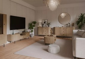 Komoda Opunio 1F 3S – komoda z szufladami i szafką, nowoczesna komoda do salonu, beż piaskowy / dąb cremona / dąb dunin