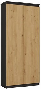 Zamykany regał szafa z półkami antracyt + dąb artisan - Zona