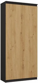 Zamykany regał z półkami antracyt + dąb artisan A4-W55