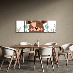 Obraz - Niedźwiadek z ptakami (170x50 cm)
