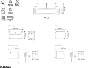 Jasnoszary rozkładany narożnik (lewostronny/z szezlongiem) Hale – Makamii
