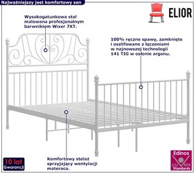 Białe industrialne łóżko metalowe 120x200 cm - Hadson